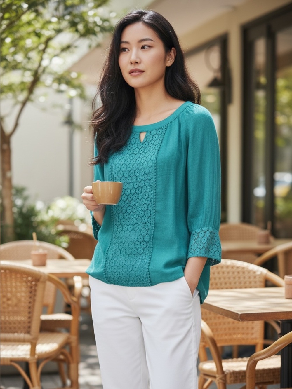 Zac & Rachel turquoise 3/4 sleeve shirt